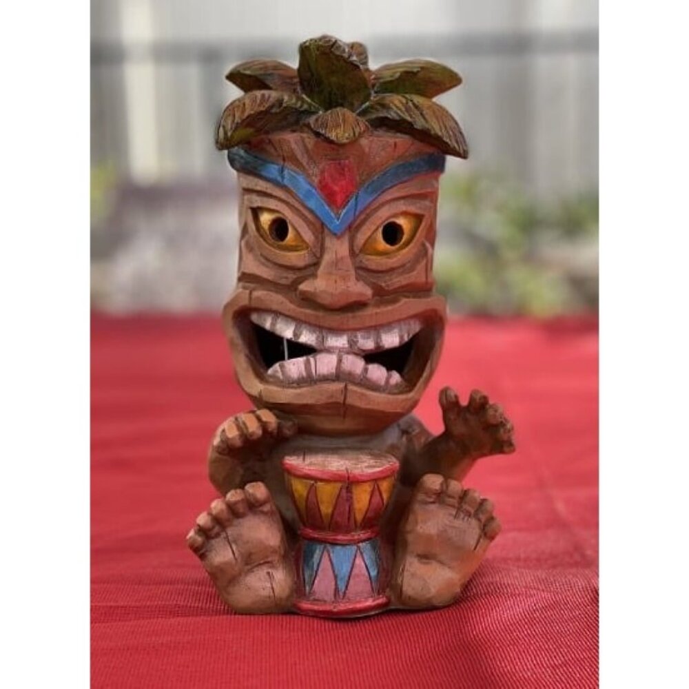 Outdoor Tiki Statue Decoration-Solar Power Light Tiki Garden Statues-Tiki Bar